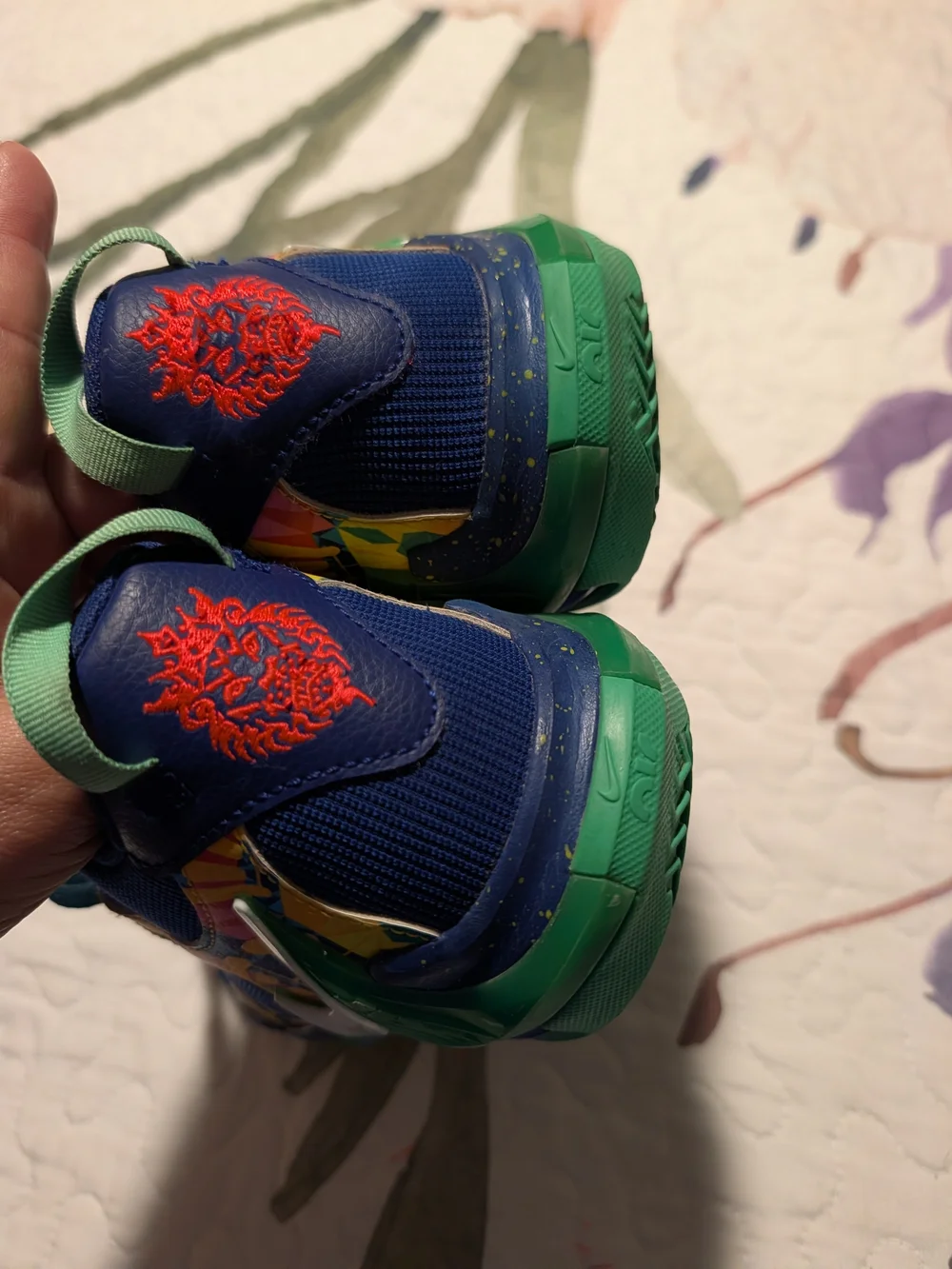 Nike LeBron Witness Kids Blue Sneakers with Teal Laces and Purple Pull Tabs
